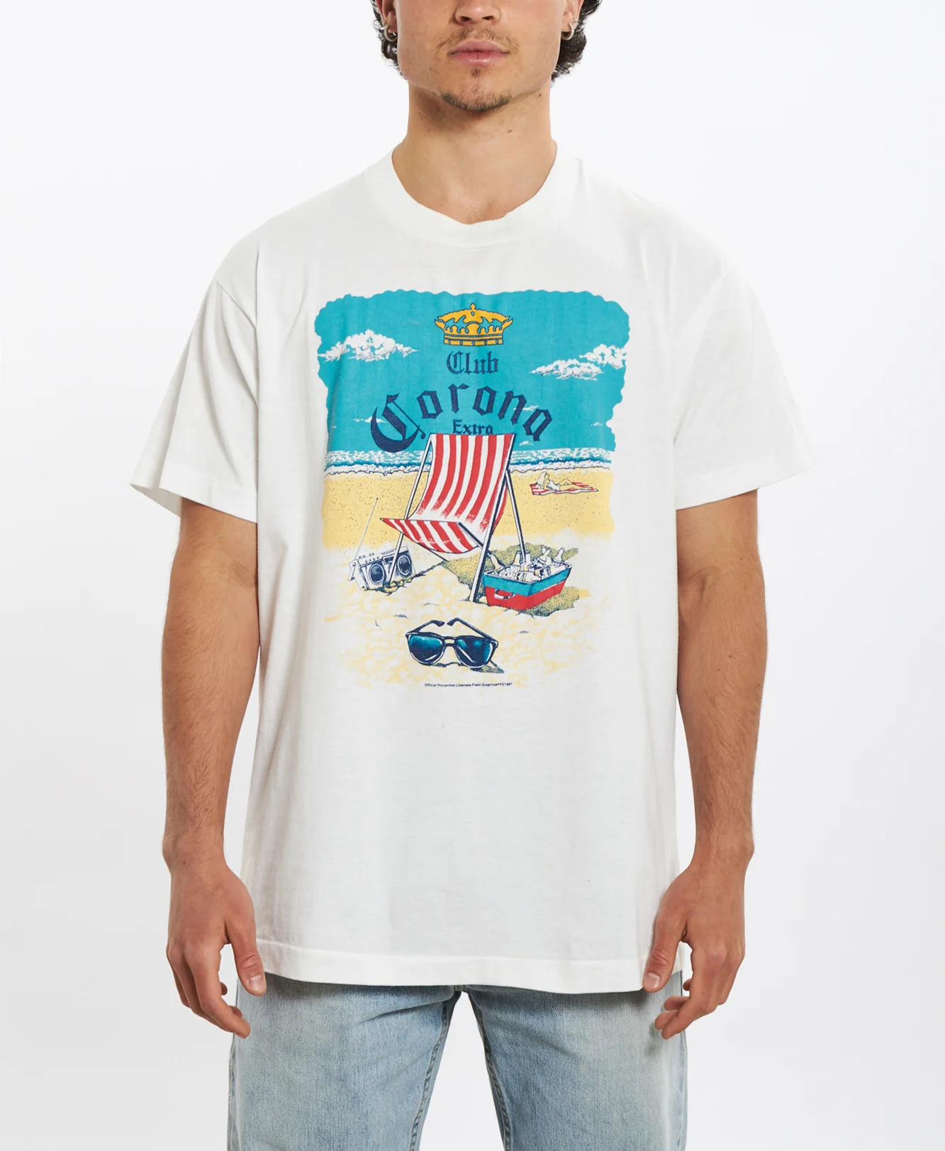 Vintage 80s Corona 'Beach Club' Tee <br>L
