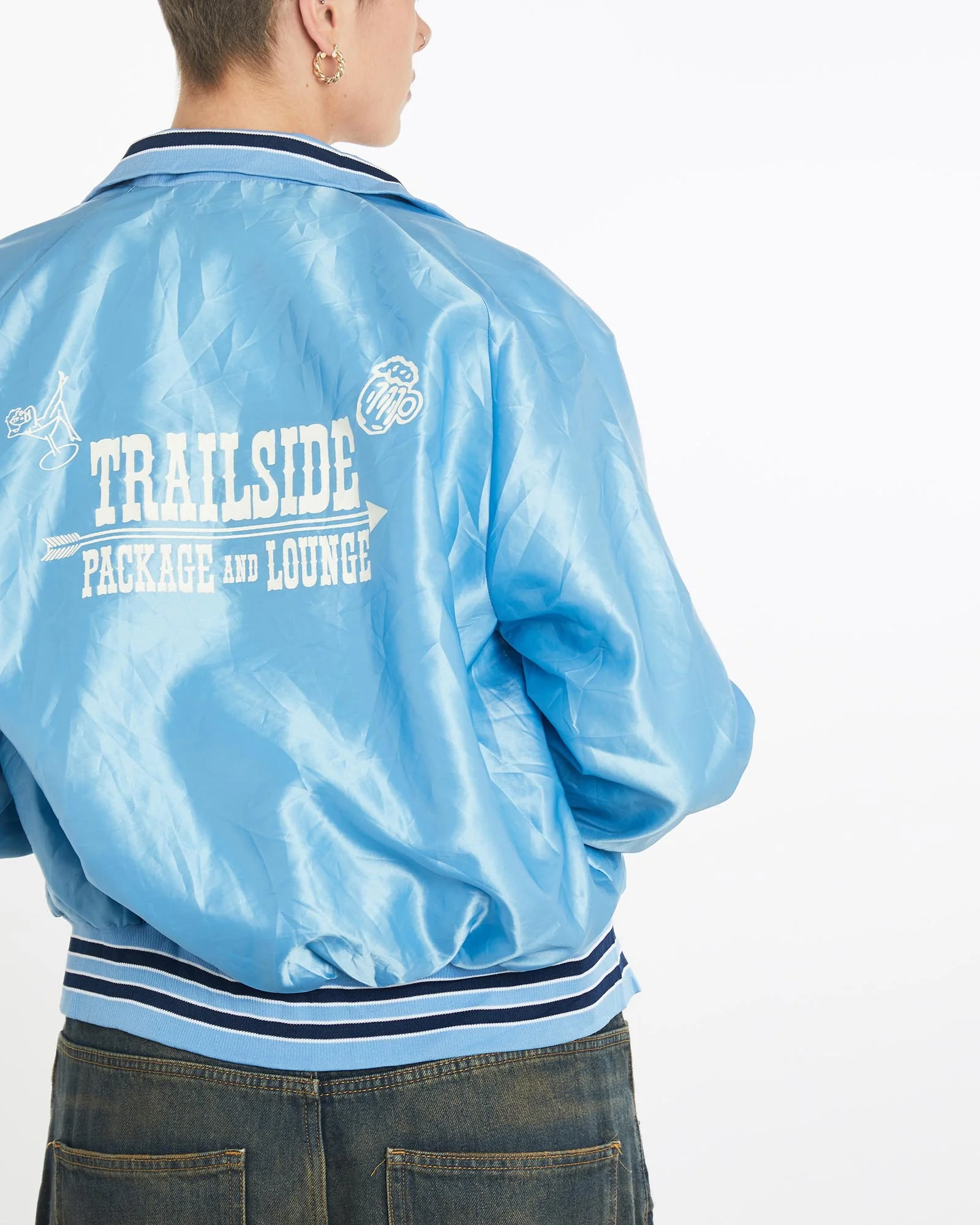 Vintage 80s Satin Bomber Jacket <br>M - Image 3