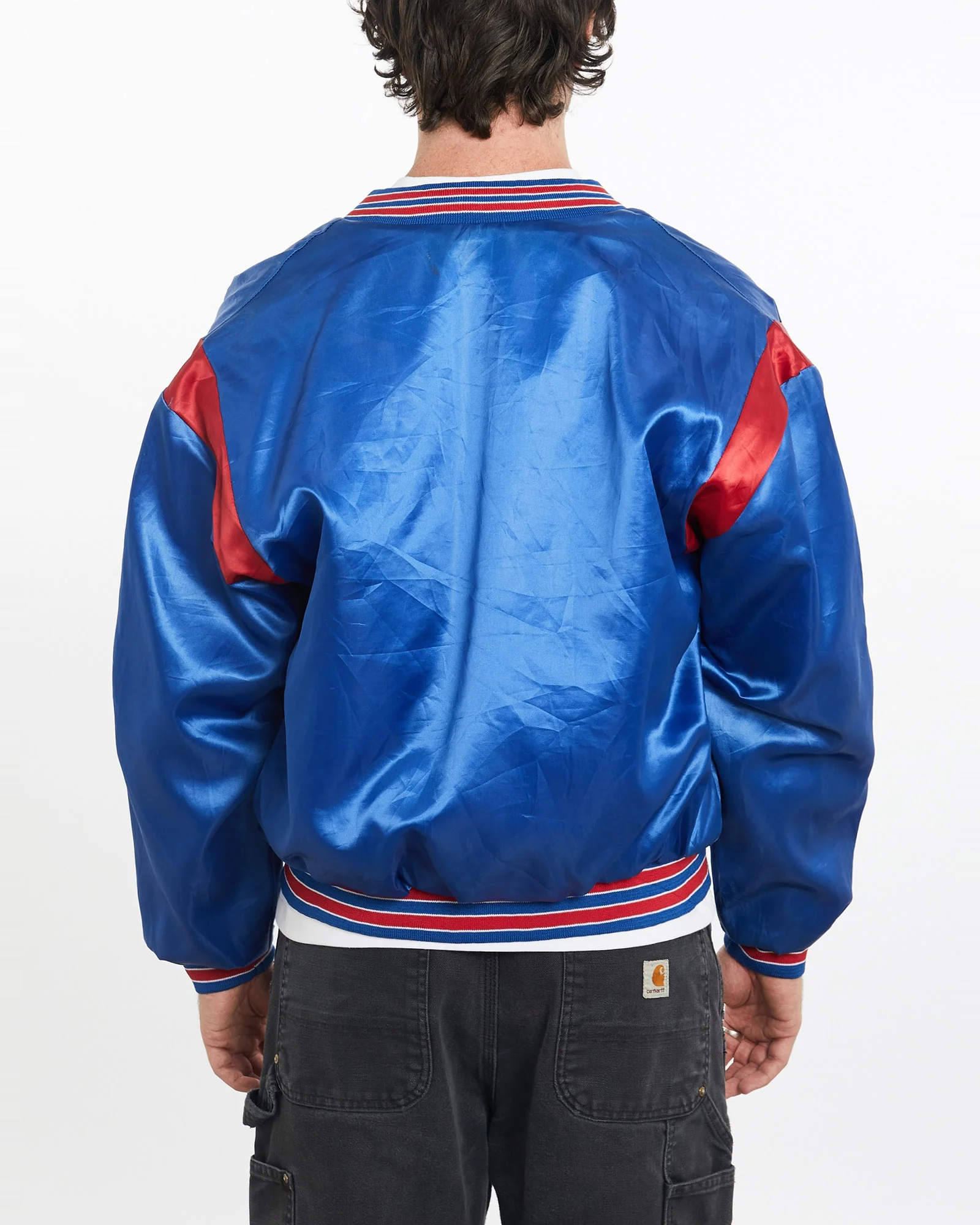 Vintage 80s NFL New York Giants Satin Bomber Jacket <br>L - Image 3