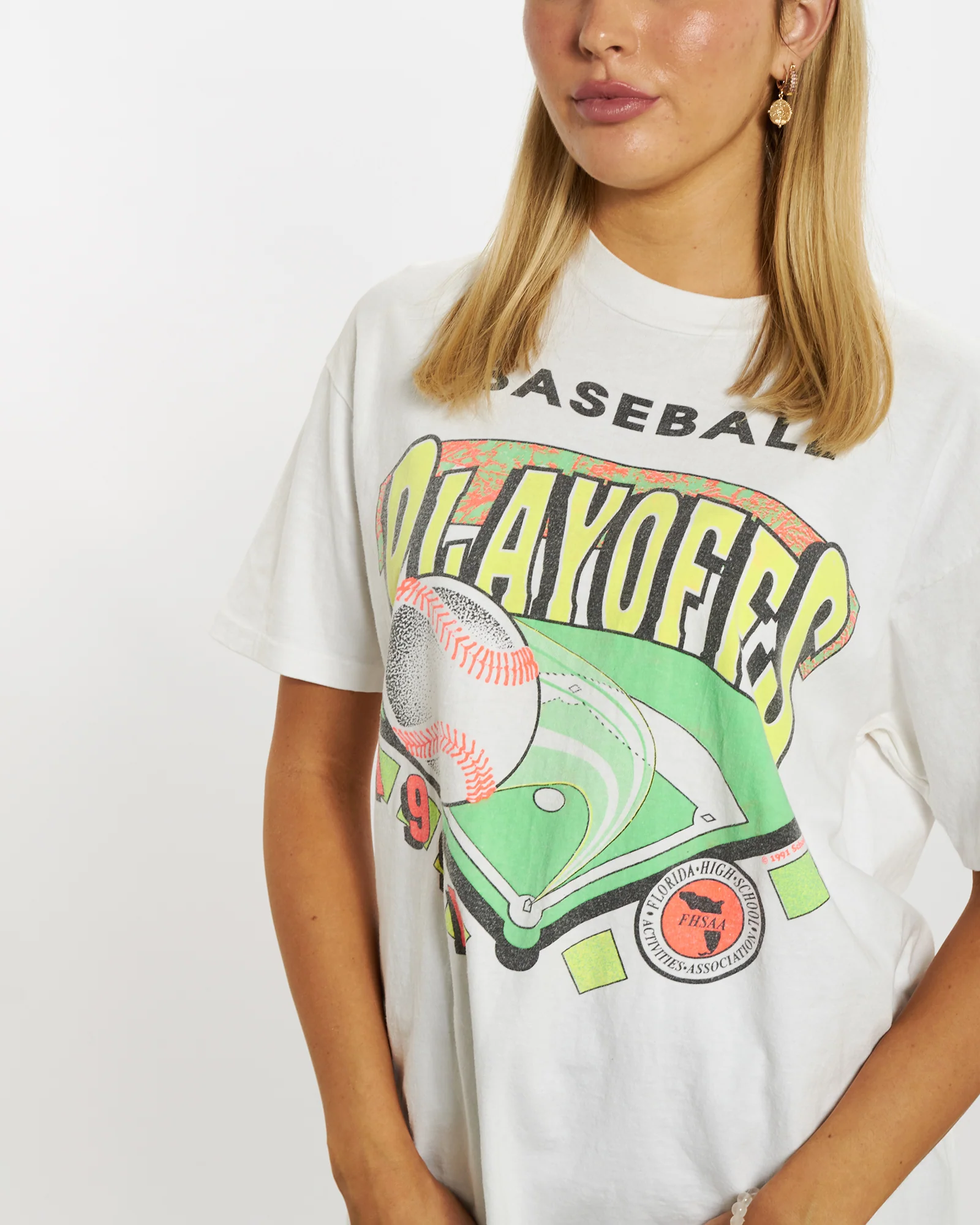 Vintage 1991 Baseball Playoffs Tee <br>M - Image 3