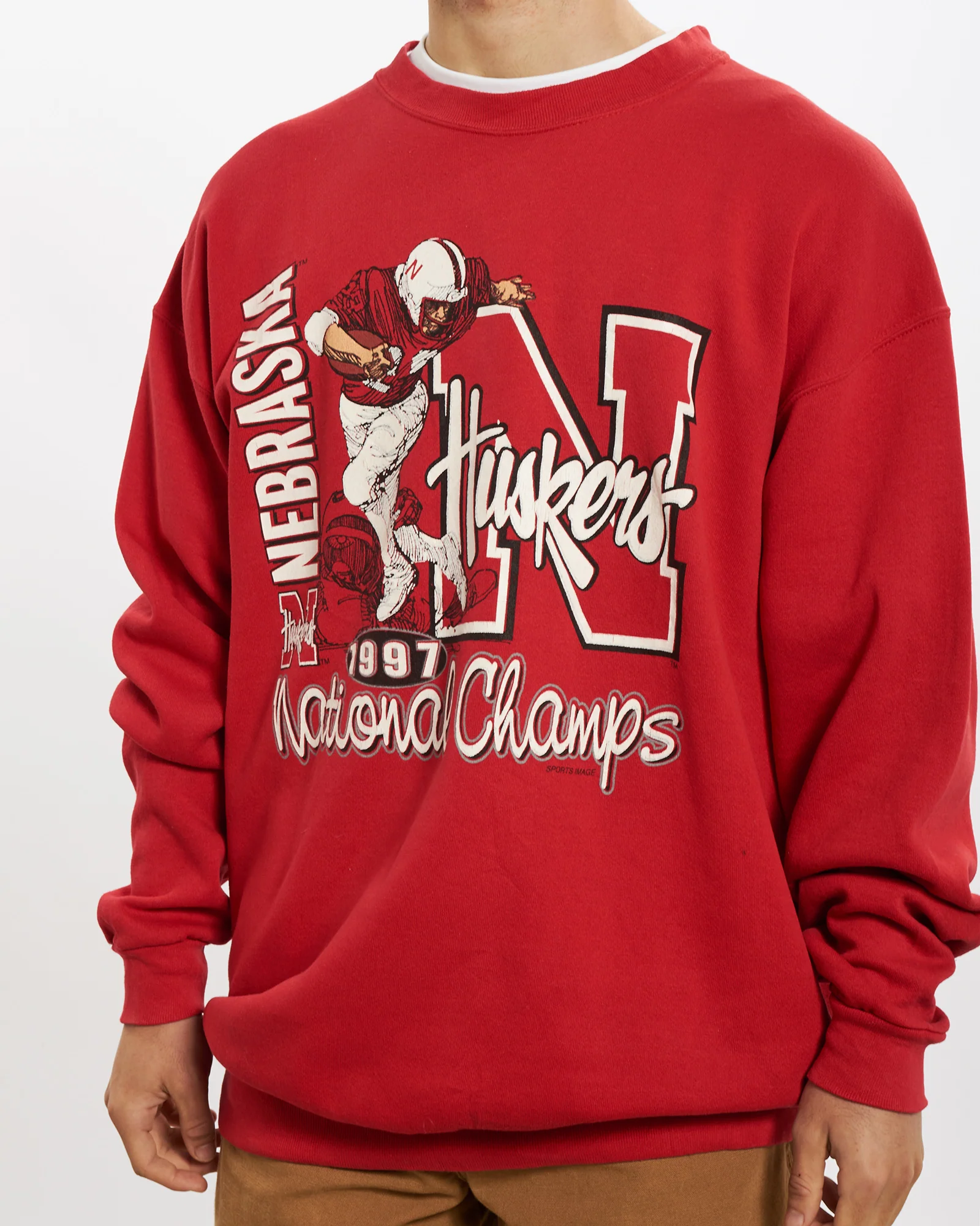 Vintage 1997 Nebraska Huskies Sweatshirt <br>L - Image 2